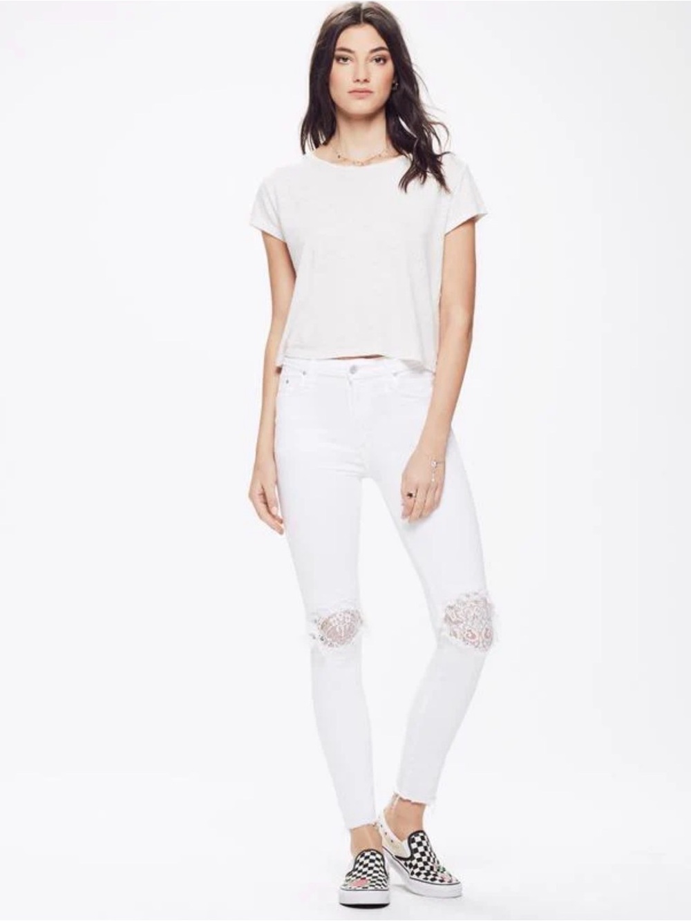 Mother High Waisted Looker Ankle Fray in Little Miss Lacey